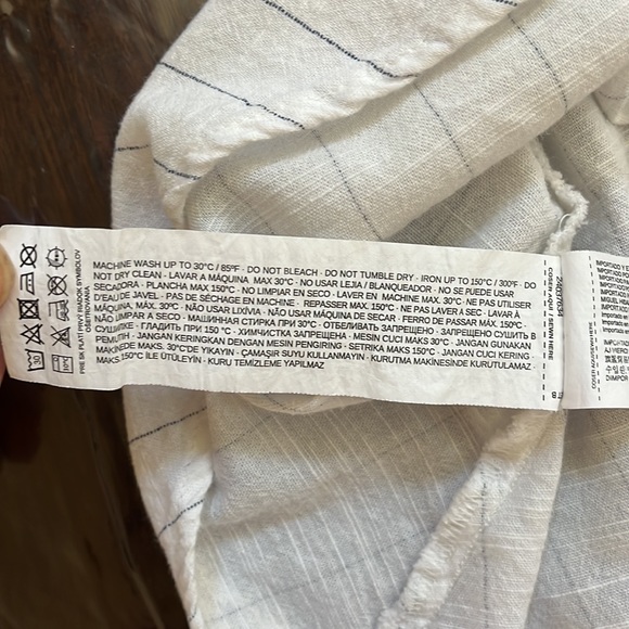 Mango sleeveless buttoned  wrap white with blue line dress , size US S - Picture 13 of 15